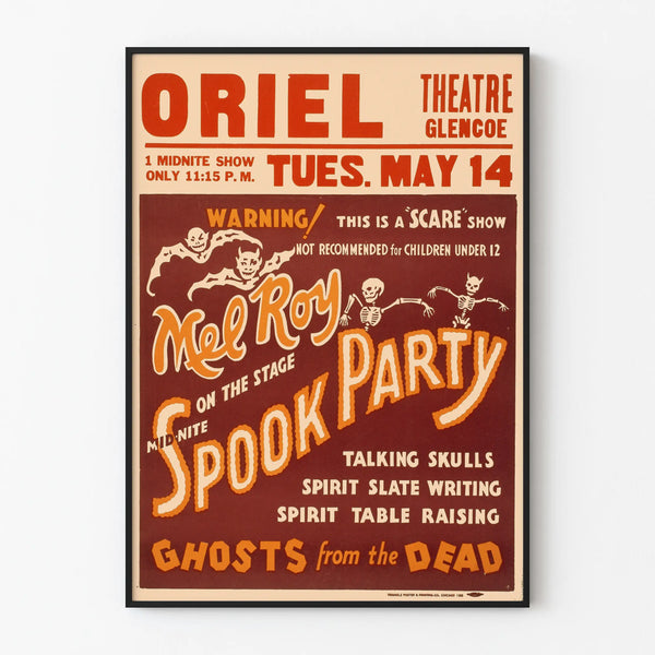 Vintage Poster Mid-Nite Spook Party Mel Roy Theatre Oriel Glencoe