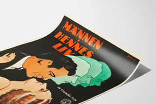 Vintage poster of a man and woman in graphic portrait