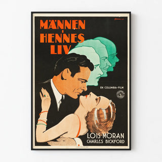 Vintage poster of a man and woman in graphic portrait
