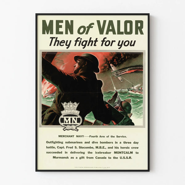 Vintage poster Men of Valor - Military wall decoration poster