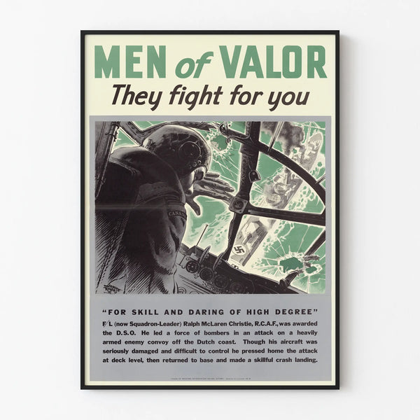 Vintage military poster Men of Valor – Patriotic wall decoration