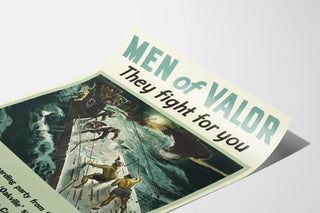 Military poster 'Men of Valor' - Landing on German submarine