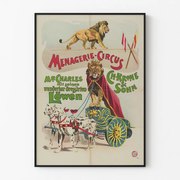 Vintage Circus Menagerie Poster - Lions and Circus Dogs