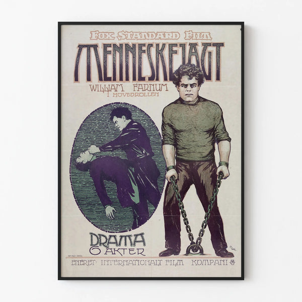Vintage film poster Menneskejagt - Dramatic cinema wall decoration
