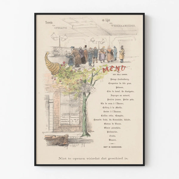 Vintage Menu Poster 1889 Wall Decoration