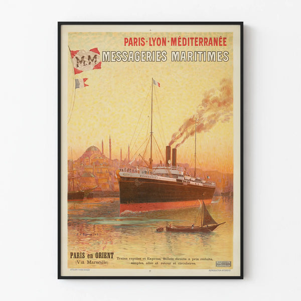 Vintage poster Messageries Maritimes Paris in the Orient