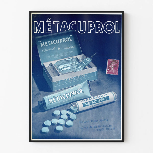 Vintage advertising poster Métacuprol - Retro medical wall decoration