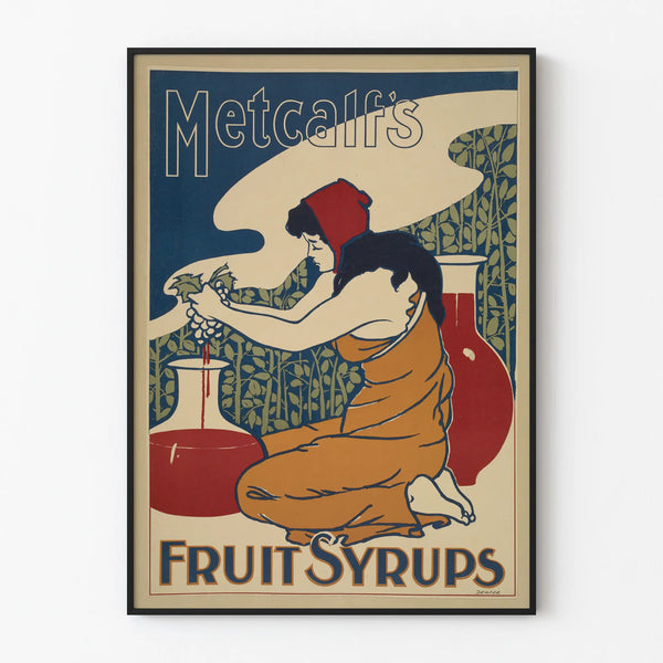 Vintage Poster of Metcalf's Fruit Syrups - Retro Wall Decoration