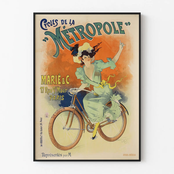 Vintage Paris Métropole Poster for Cycles and Bicycles