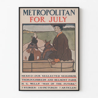 Vintage Metropolitan Poster for July - Retro Equestrian Illustration