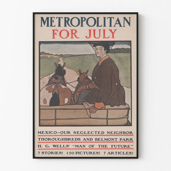 Vintage Metropolitan Poster for July - Retro Equestrian Illustration
