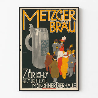 Vintage poster Metzger Bräu Zurich German beer