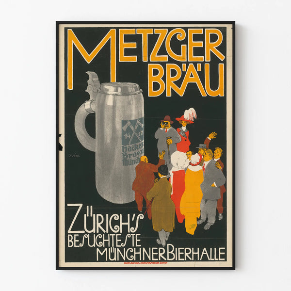 Vintage poster Metzger Bräu Zurich German beer