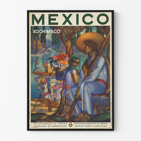 Vintage Poster Xochimilco Mexico - Artistic Wall Decoration