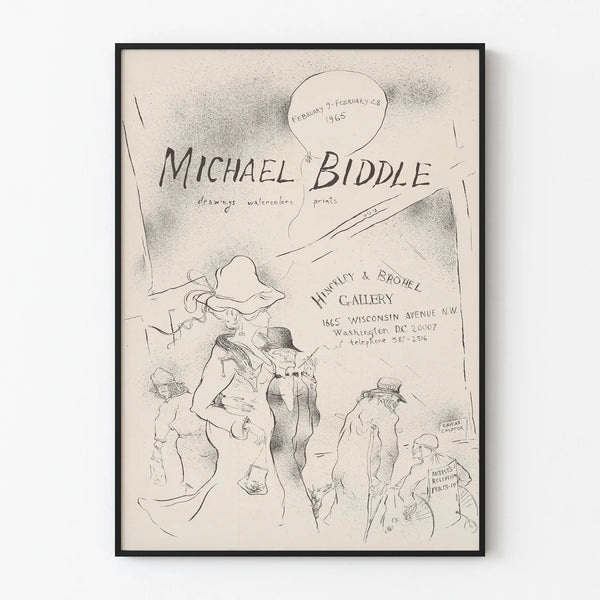 Michael Biddle Exhibition Poster - Drawings and Watercolors 1965