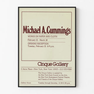 Exhibition poster by Michael A. Cummings on paper and fabric - Cinque Gallery