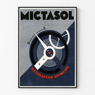 Vintage Mictasol urinary regulator poster in industrial style