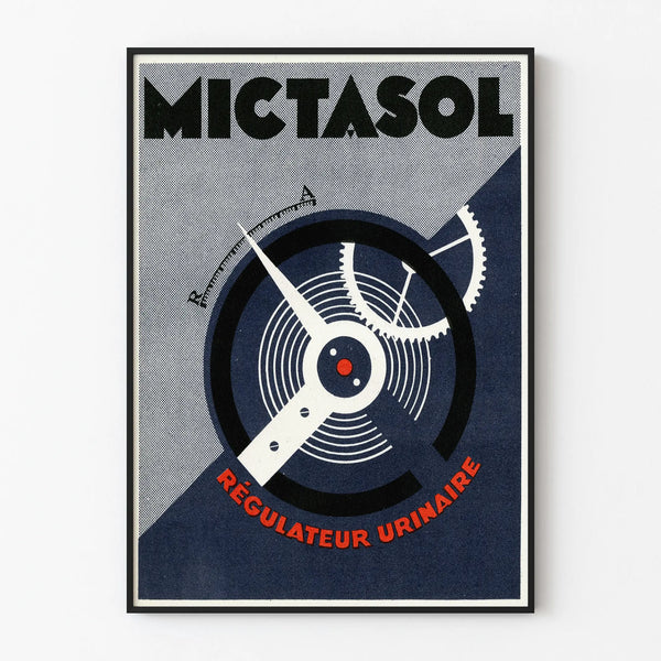 Vintage Mictasol urinary regulator poster in industrial style