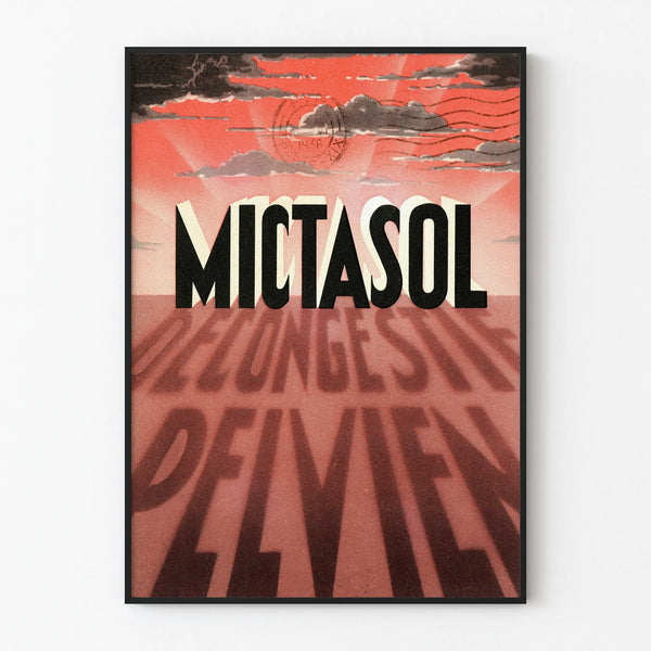 Vintage Mictasol advertising poster with dynamic shadow effect