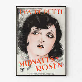 Vintage Poster Midnatts Rosen - Expressive Female Portrait