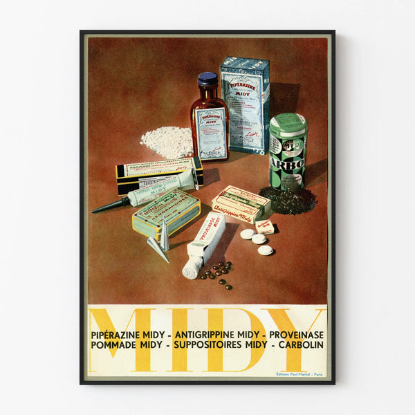 Vintage Advertising Poster for Medical Products Midy