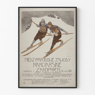 Vintage poster of the international ski competition in Zakopane 1911