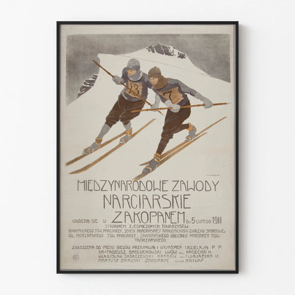 Vintage poster of the international ski competition in Zakopane 1911