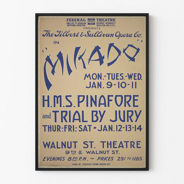 Vintage Theater Poster Mikado and H.M.S. Pinafore