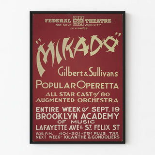 Vintage Mikado Theatre Poster by Gilbert & Sullivan