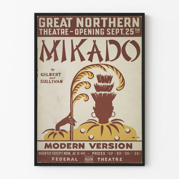 Vintage Poster of the Mikado Theatre Gilbert and Sullivan