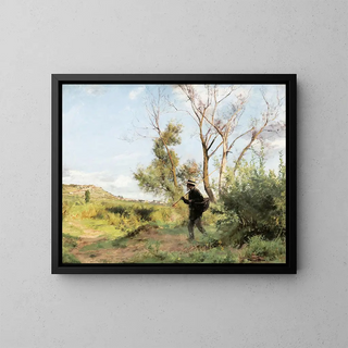 a wooden portrait by Pré Pidole - Émile Friant — framed artwork on a wall