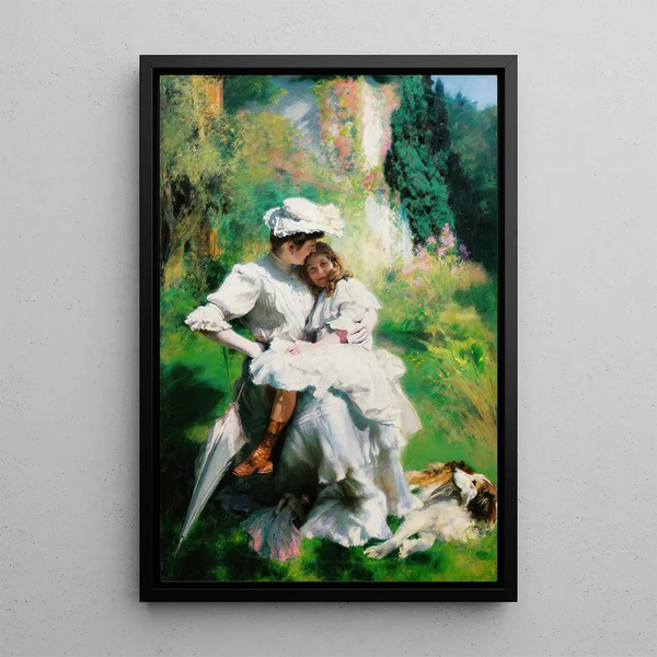 Tender Motherhood Painting - Émile Friant — framed artwork on a wall
