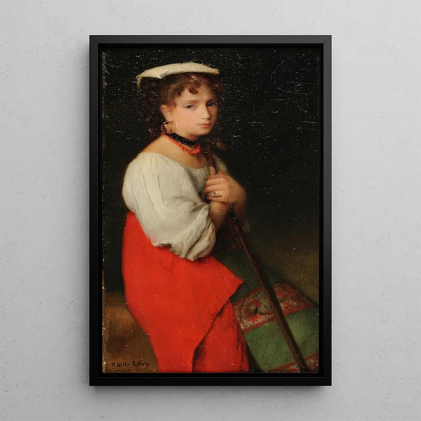 Italian Bergère Painting - Émile Lévy — framed artwork on a wall