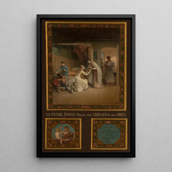 La Future épouse reçoit des cadeaux de ses amies - Émile Lévy — framed artwork on a wall