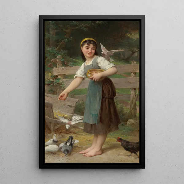Nourrir les Colombes - Émile Munier — framed artwork on a wall