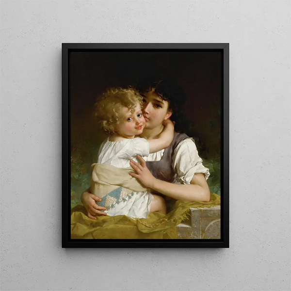 Affection maternelle - Émile Munier — framed artwork on a wall