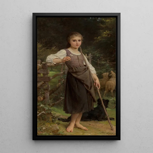 The Shepherdess - Émile Munier — framed artwork on a wall
