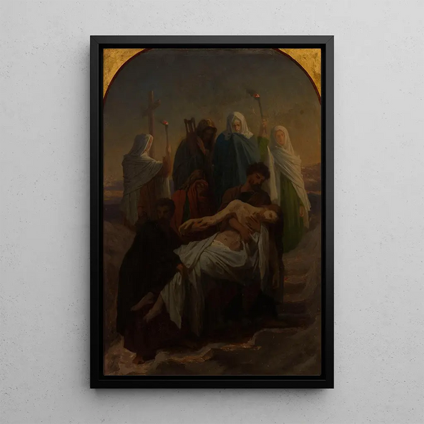 L'ensevelissement du Christ Jésus descendu de la Croix - Émile Signol — framed artwork on a wall