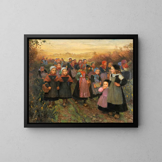 Return from school in Plougastel - Émile Wéry — framed artwork on a wall