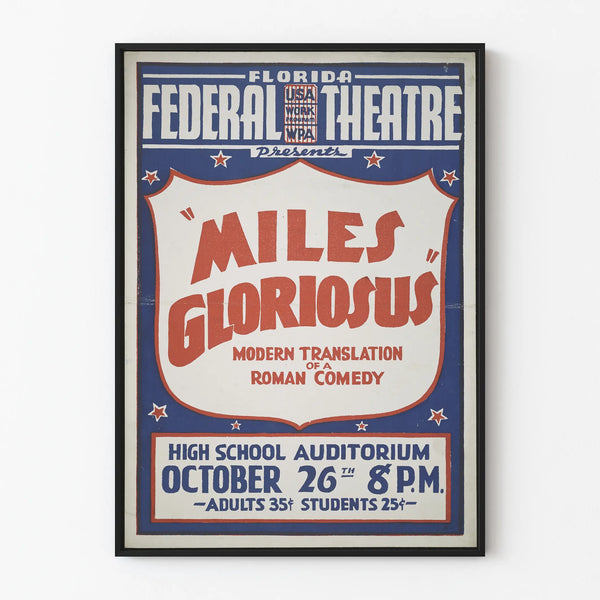 Vintage Theater Poster Miles Glorious - Retro Wall Decoration