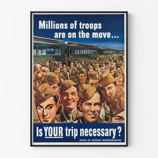 Vintage military poster 'Millions of Troops Are on the Move'