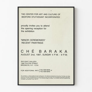 Exhibition poster « Minor Ceremonies » by Ché Baraka