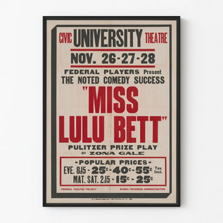 Vintage Miss Lulu Bett Theater Poster