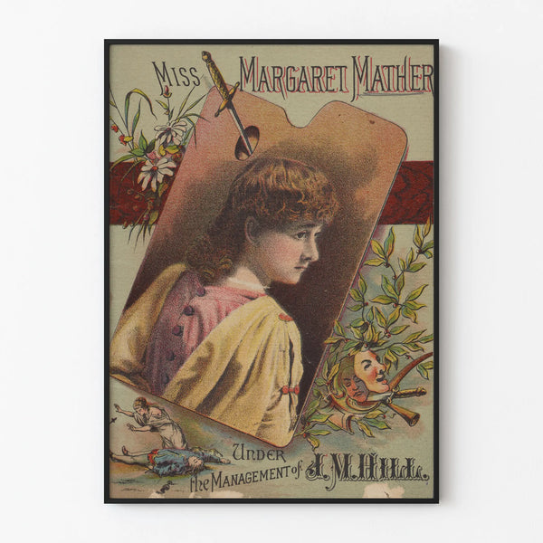 Vintage poster of Miss Margaret Mather - Artistic wall decoration