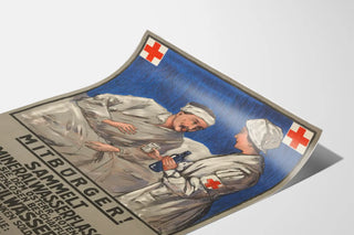 Vintage poster for bottle collection for sick soldiers
