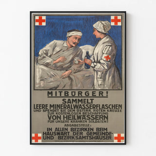 Vintage poster for bottle collection for sick soldiers