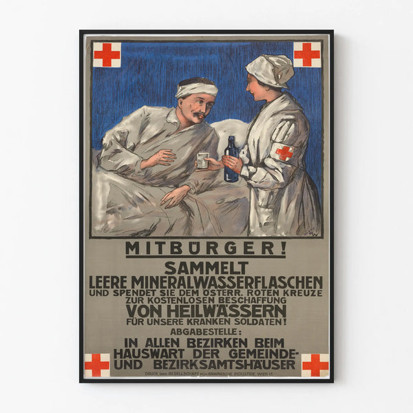 Vintage poster for bottle collection for sick soldiers