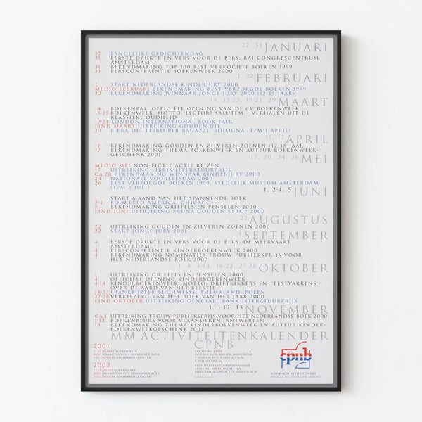 CPNB Activity Calendar Poster 2000-2002 for Wall Decoration