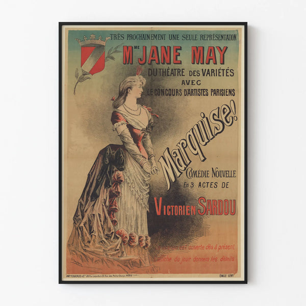 Vintage theater poster of Madame Jane May - Comedy Marquise