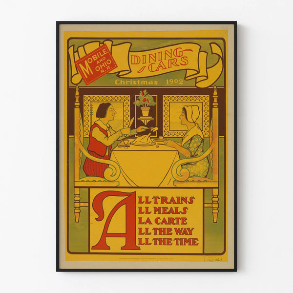 Vintage poster of Mobile and Ohio R.R. dining cars, Christmas 1902